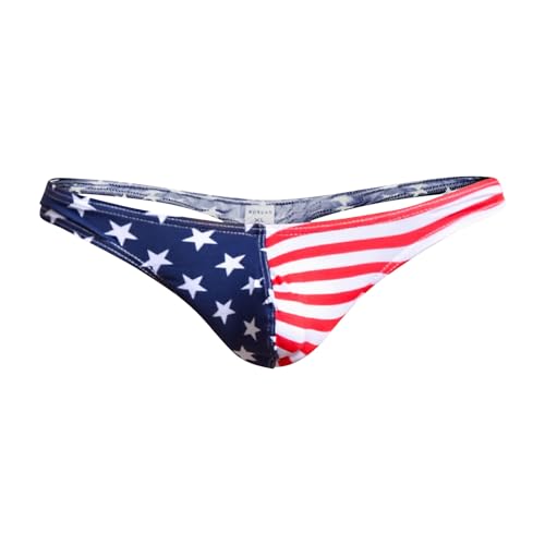 wodceeke Men's USA Flag Panties Underwear Sexy Thongs T-Back G-String Low Rise Briefs Underpants Sissy Lingerie
