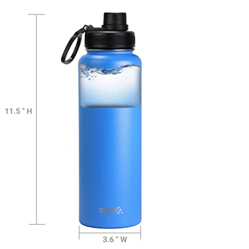 Image of Drinco Stainless Steel Water Bottle Spout Lid Vacuum Insulated Double Wall Water Bottle Wide Mouth Leak Proof Keep Cold Sport Camping Hiking (40oz Royal Blue)