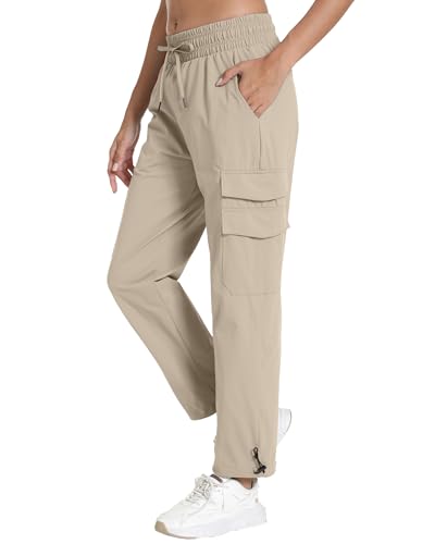 Image of Women's Joggers with Pockets, Hiking Cargo Water Resistant Lightweight Pants for Women Workout Athletic Travel Camping