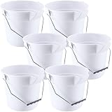 Didaey 6 Pcs 2.5 Gallon Bucket for Cleaning Plastic Heavy Duty Clean Bucket with Handle and Spout Industrial Storage Container (White)