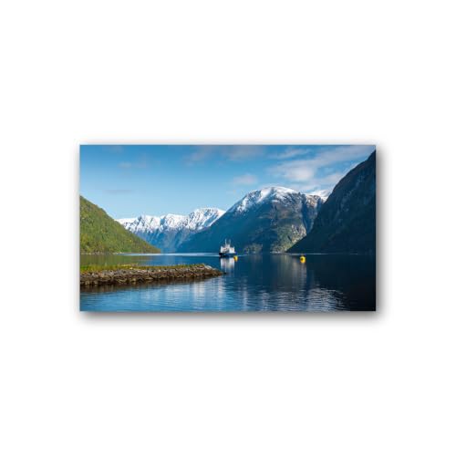 Tableau sur toile montagnes enneigées et ciel bleu déco murale grand format
