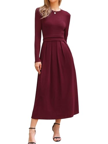 Allegra K Long Sleeve Dress for Women's A-Line Maxi Winter Fall Sweater Dresses