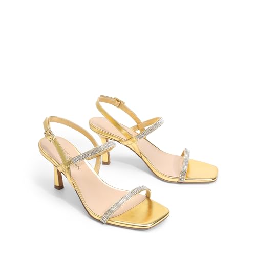 Image of DREAM PAIRS Womens Slingback Heels Square Open Toe Strappy Sandals Ankle Strap High Heeled Dressy Shoes