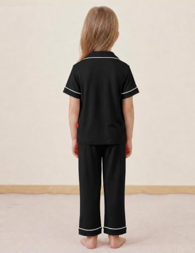 Image of Bamboo Viscose Girls' Sleepwear Short Sleeve Button Down 2-Piece Girls' Pajama Sets