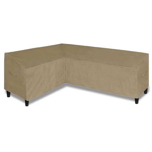 Image of Easy-Going Patio L-Shaped Sectional Sofa Cover, 83 inchX104 Waterproof Outdoor Sectional Cover, Heavy Duty Garden Furniture Protector (Left Facing, Camel)