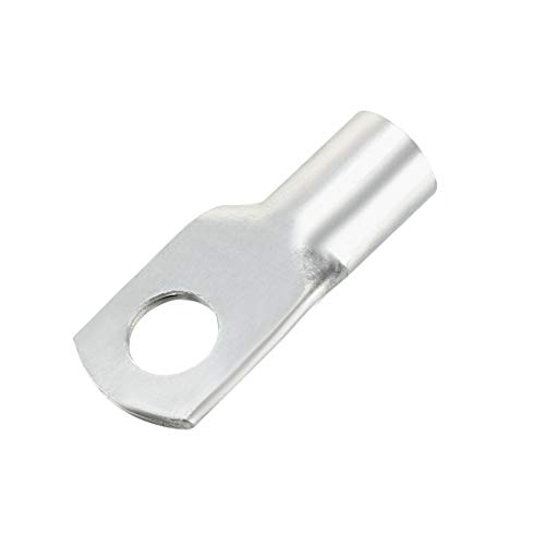 Uxcell Copper Wire Lugs,8Awg Sc35-8,Bolt Hole,Battery Cable Ends Eyelets Crimp Tubular Ring Terminals Connectors Silver Tone 10Pcs #TOP2