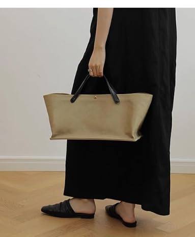 Bolso tote casual de lona con asa de cuero miniatura 6