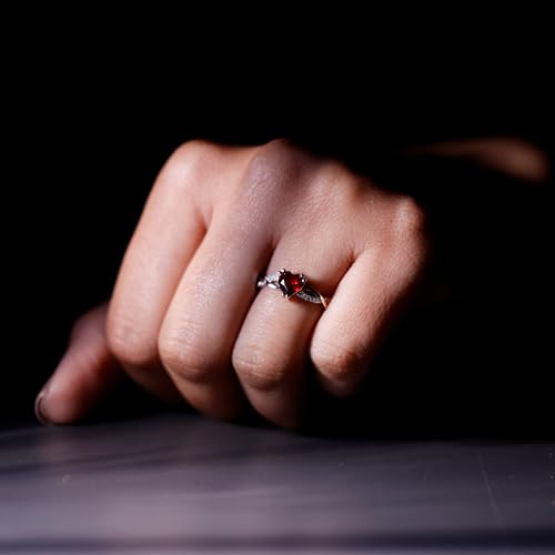 Real Garnet 6 mm Heart Engagement Ring in Silver, AAA Quality, Certified Garnet Moissanite Proposal Ring - Ready To Gift4