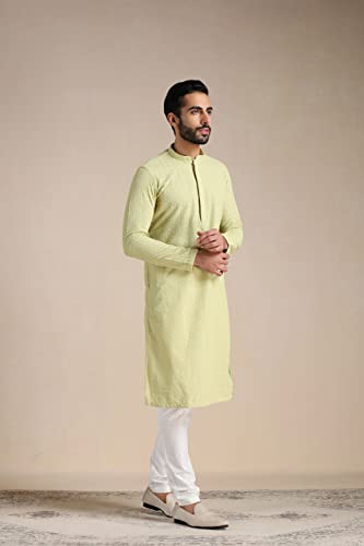 Image of Manyavar Men's Cotton Blend Self-Design Kurta Pyjama Set (2pcs)