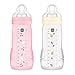 MAM Easy Active 6 mesi in più colore bacche + perla (confezione da 2 x 330 ml) - con ciuccio in silicone a flusso X velocità ultra veloce - per bambini con chiusura ermetica immagine