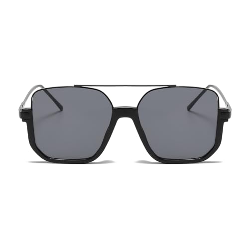 Retro Oversized Square Semi-Rimless Aviator Sunglasses for Women Men2