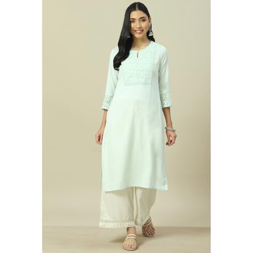 Image of Rangriti Mint Green Liva Straight Kurta for Women