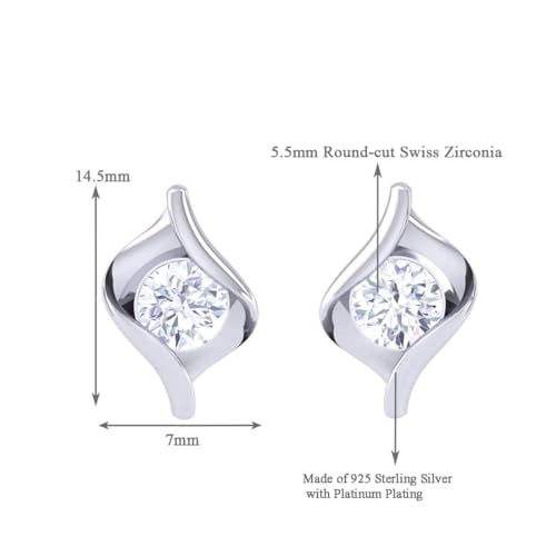 Image of CLARA 925 Sterling Silver Mia Solitaire Pendant Earrings Chain Bracelet Ring for Women & Girls| Platinum Plated | Gift for her