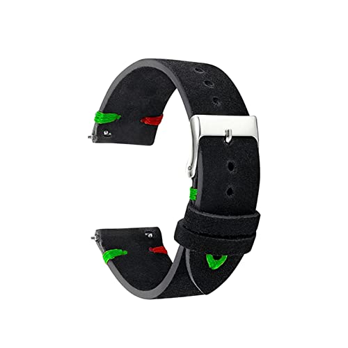 Bracelet de montre cuir suède noir 18mm 20mm 22mm pour montre homme et femme Kzsd03