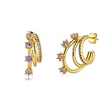 Pendientes de Oro para cartílago, Pendientes de Plata de Ley 925, Pendientes para Dama de Honor, Pendientes para Mujer con circonita cúbica Redonda