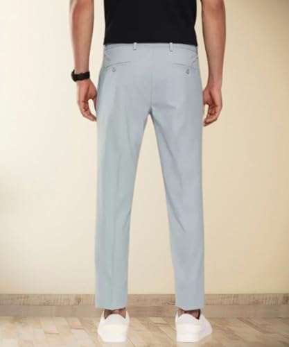 Image of MALENO Slim Fit Ankle Length Cotton Lycra Blend Formal Trouser for Men | Stretchable Ankle Length Formal Pant for Men