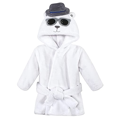 Image of Hudson Baby Unisex Baby Plush Animal Face Bathrobe, Handsome Bear, 0-9 Months
