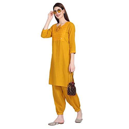 Image of Women Kurti Set With Salwar | Cotton Short Kurta