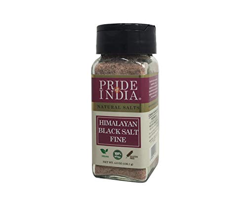 Pride Of India - Himalayan Black Rock Salt - Fine Grind, (4.8 Oz) - Kala Namak, Contains 84+ Minerals, Perfect For Cooking, Tofu Scramble
