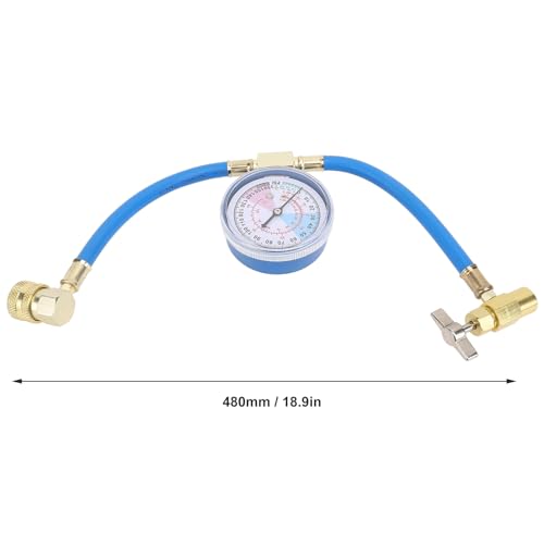 Kit de mangueras para refrigerante, kit de recarga de refrigerante para aire acondicionado con manómetro, válvula dispensadora de lata de 1/2 pulgada, acoplamiento rápido R134A para aire acondicionado automotriz miniatura 4