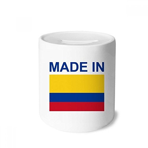 Tirelire Colombie multicolore en céramique robuste avec des dimensions idéales de 9x8 cm