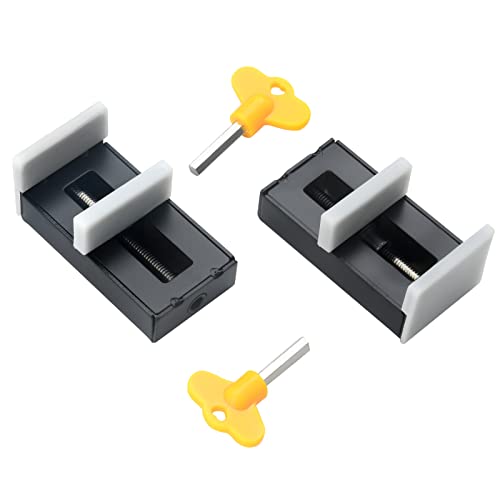 Lot de 2 serrures de fenêtre coulissantes réglables en alliage d'aluminium pour cadre de porte avec clé Cover