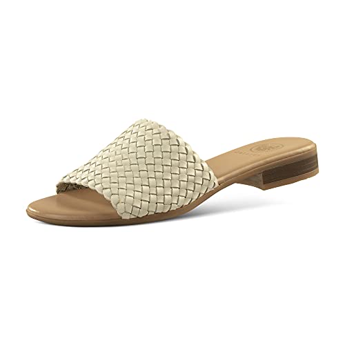 Image of JATAREA Women's Slip-On Flat Sandals with Round Open Toe | Dressy Summer Slides for Women