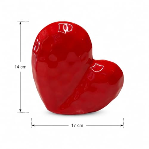 Image of Xtore Romantic Heart-Shaped Ceramic Showpiece for Home Decor | Artistic Tabletop Accent for Living Room, Bedroom & Gifting (Red, Pack of 1)