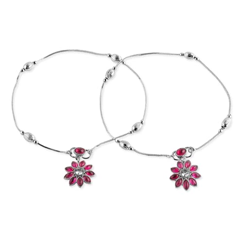 Image of Rubans Oxidised Anklets Jewellery Gift for Women & Girls | Kundan Ethnic Traditional