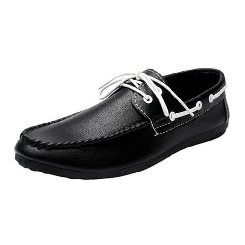 Fashion Men Loafers Shoes Faux Leather Casual Solid Color Anti-Slip Non Slip Rubber Sole Block Heel Low Top Shoe Slip-on