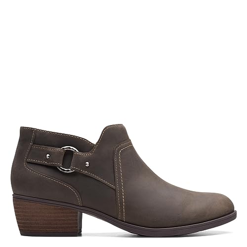 Clarks Women's Charlten Grace Ankle Boot, Taupe Oily Leather, 8 Wide US