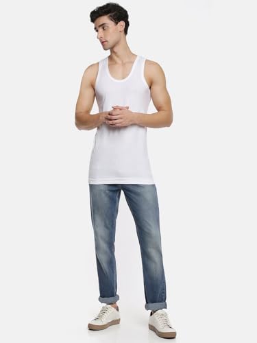Image of RAMRAJ COTTON Men's Comfort Combed Cotton Sleeveless White Vest /Banian | Scoop Neck Super Breathable Undershirt