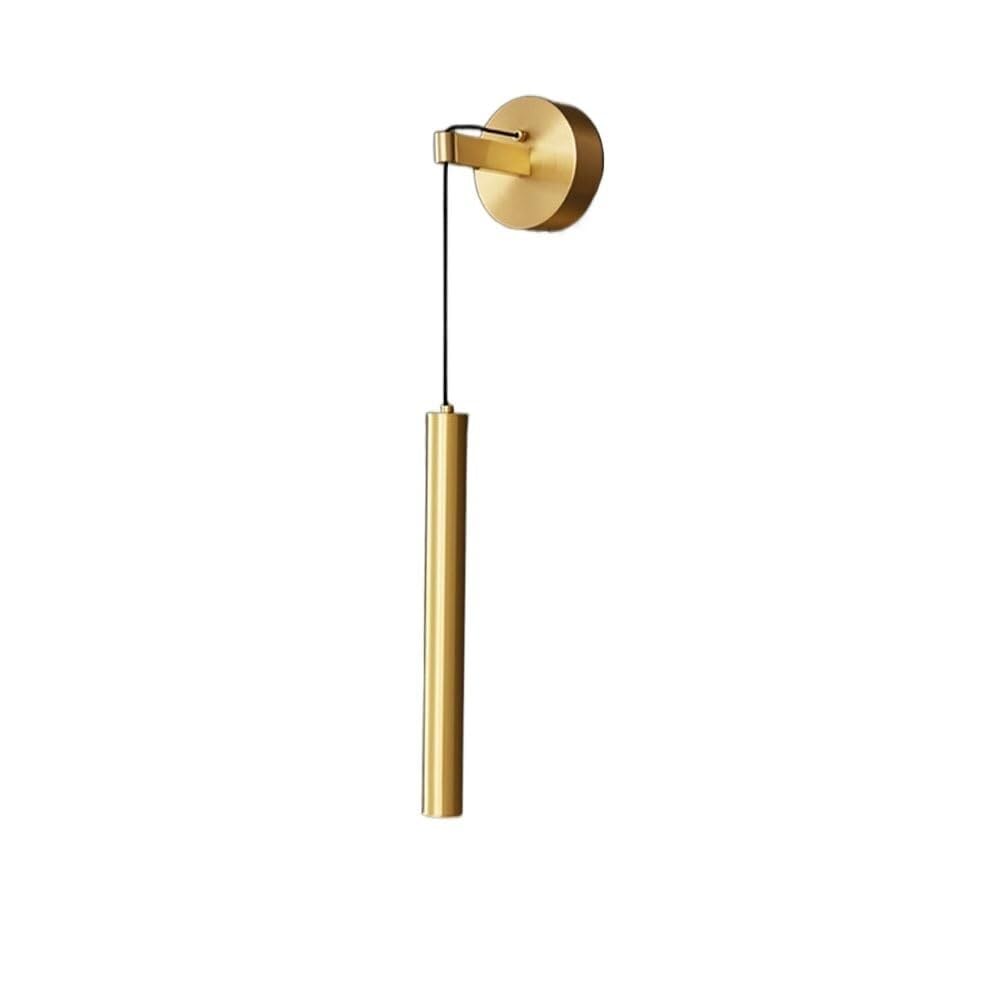 CWCQGH Modern Linear LED Wall Lamp Creative Long Tube Copper Wall Sconce, 3000K/4000K/6000K Adjustable, 3W Minimalist Luxury Brass Home Decor Wall Mounted Lamp for Bedroom Bedsi,Brass Color