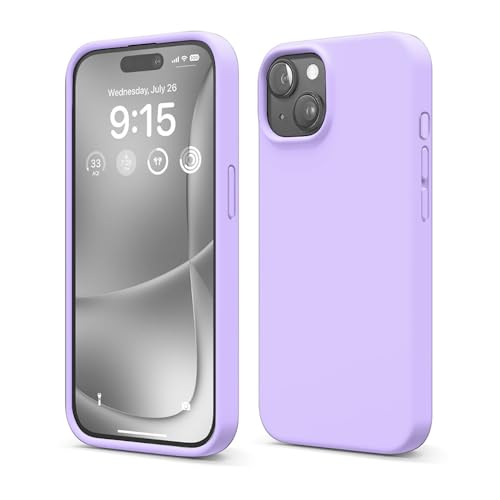 Image of Liquid Silicone Case Compatible for iPhone 15 Lavender | Slim Back Cover | Soft Touch Bumper | Shockproof Drop Protection | Microfiber Cloth Inside | Sleek Solid Design