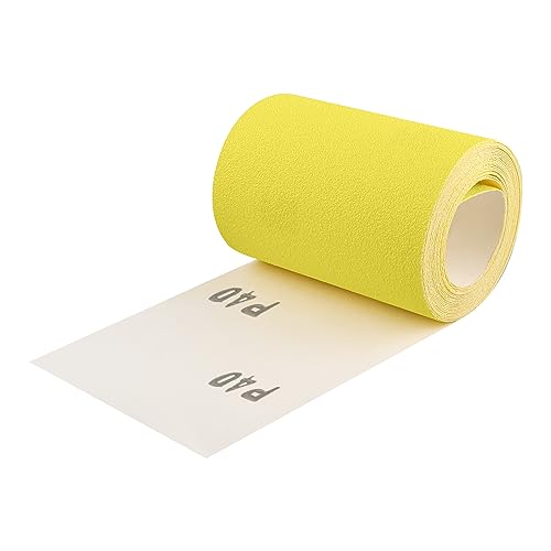 Shineboc Sandpaper Roll Yellow, 93mm x 5m, 40 Grit, Quartz Sand Abrasive Sanding Paper for Wood, Metal, Paint, Plaster, Filler, Automotive, Compatible with Machine Sanders