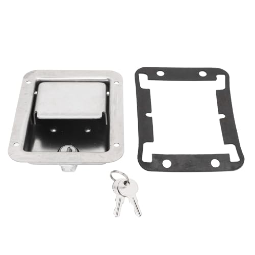 Image of Stainless Steel Toolbox Lock, Polished RV Handle Stainless Steel Tool Box Paddle Lock with 2 Keys Replacement for RV Trailer Truck Mobile Machinery Shop