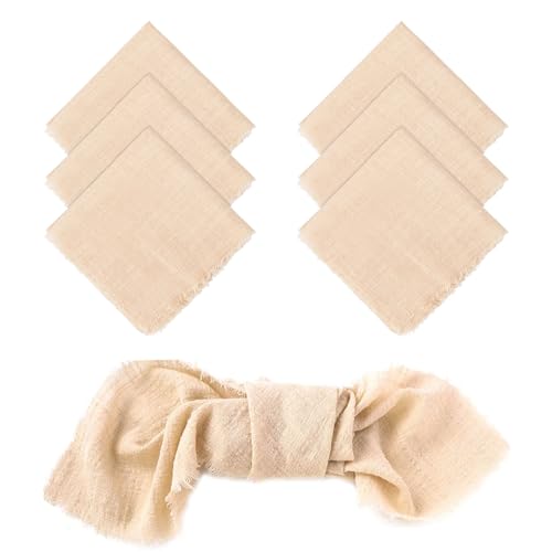 Litinliv Paquete de 6 Servilletas de Tela, Servilletas de Tela Hechas a Mano, 100% algodón servilletas con Flecos, decoración de Mesa de Cocina, para decoración de Mesa, Boda, Cena, café, Restaurante