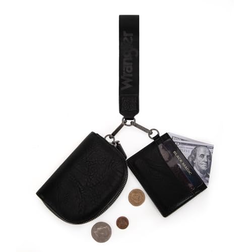 Image of Wrangler KeyChain Wallet Wristlet Wallets for Women Dual Pouch Wristlet with Zipper Womens Credit Card Holder Wallet