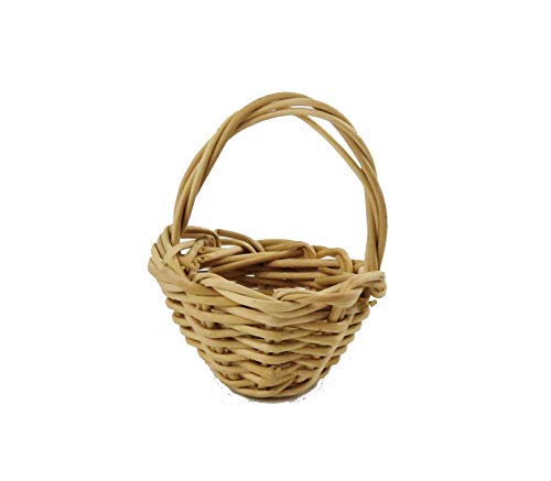 Melody Jane Dolls House Small Wicker Woven Round Basket Miniature Shop Garden Accessory