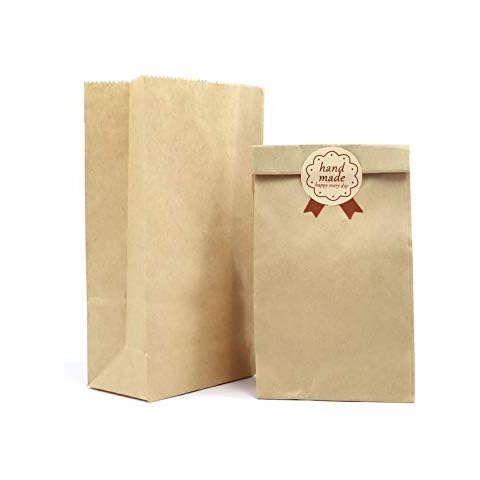Kslong Paper Lunch Bags 50pcs 13 x 8 x 24CM Small Brown Paper Food Bags,Recycled Kraft Paper Bags, DIY Gift Bags for Christmas Wedding Birthday Party Cover