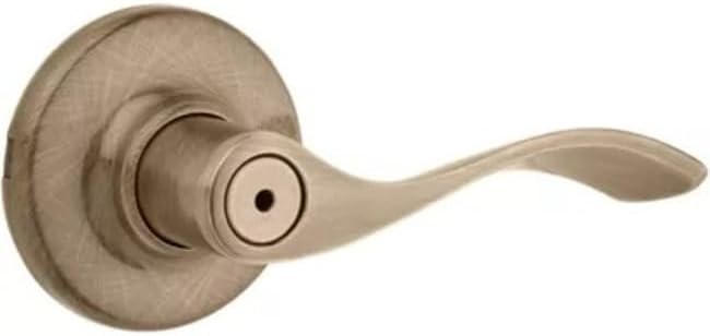 Kwikset Balboa Interior Privacy Door Handle with Lock, Door Lever for Bathroom and Bedroom, Antique Brass Reversible Keyless Turn Lock, with Microban Protection Antique Brass Privacy Reversible