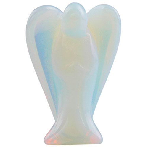 Shanxing Mini Ange Gardien Pierres et Cristaux Figurine Poche Statue Cristal Guérison Chakra Décoration,1.5 Pouce,Opalite Cover