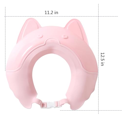 Image of Shower Cap for Kids, Baby Shower Cap bath wash Shampoo rinser shield Hat Adjustable head hair Visor Protection Toddler and Children,Prevent water from entering eyes and ears (Pink fox)