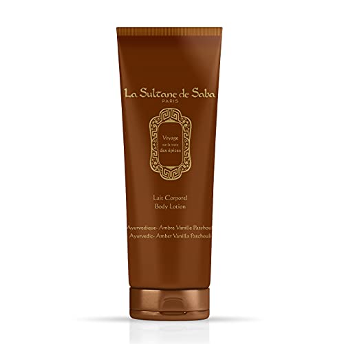 La Sultane de Saba - Lait Corporel Ambre Vanille Patchouli, 200 ml - Voyage sur la route des Épices - Traitement ayurvédique
