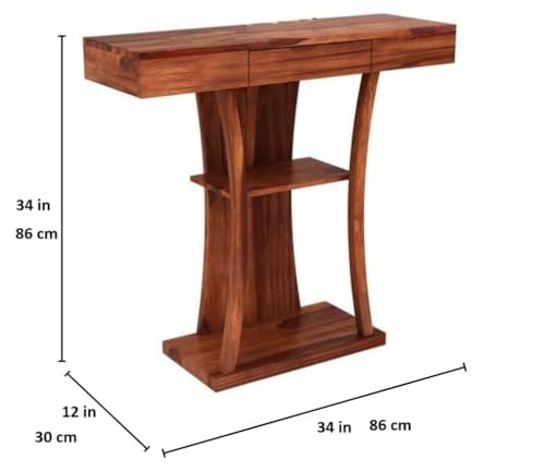 Image of SHYAM ART & CRAFT Solid Wood Corner Ladder Shelf for Living Room Wooden Floor Standing Corner (Honey)