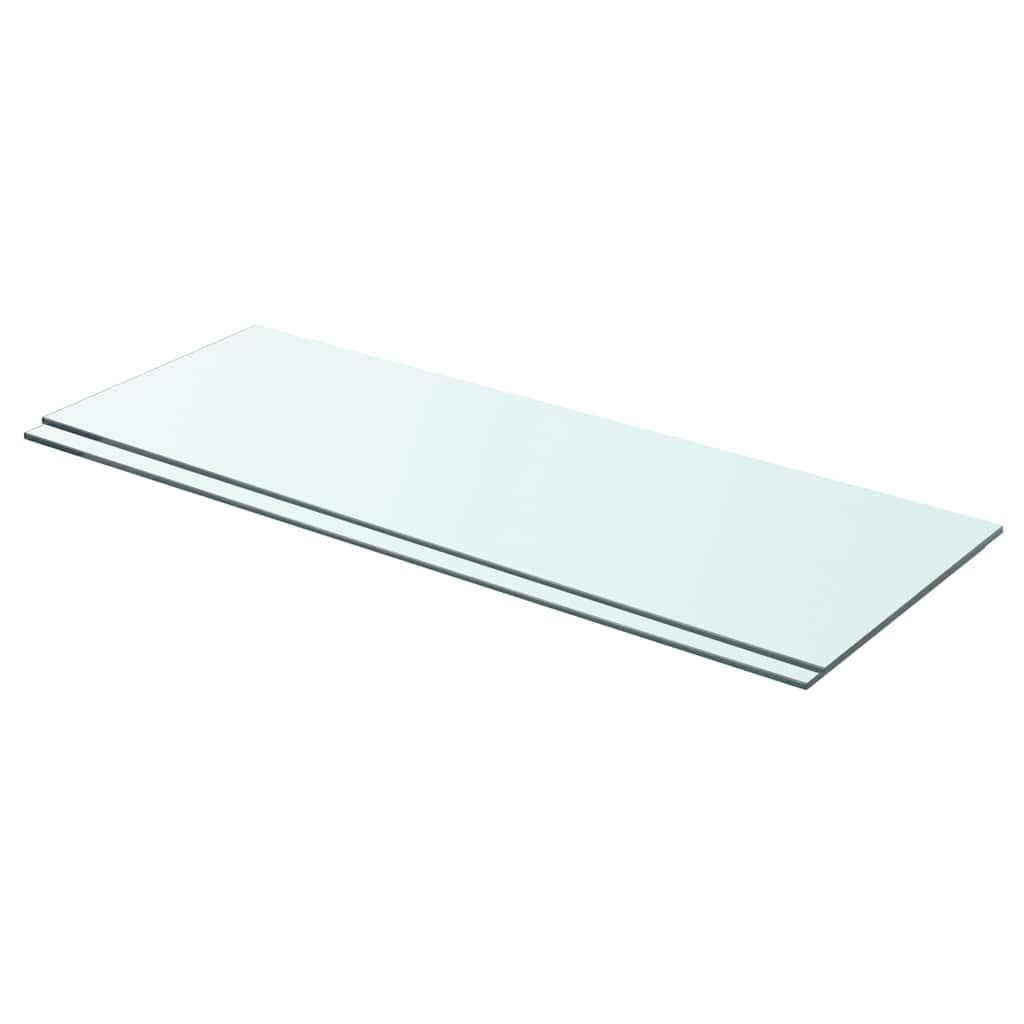 Set of 2 Clear Tempered Glass Floating Shelves 27.6 x 9.8 Inch Modern Invisible Mounting Storage Display Panel