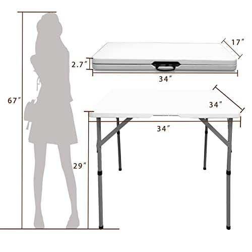 Hymnature C0123-9-5-6 Folding Card Table 34 Inch Plastic Square Table thumb #2