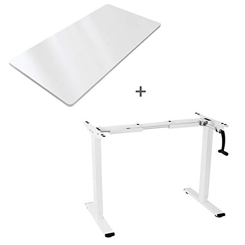FLEXISPOT 手動式 昇降デスク 高さ調節 メーカー5年保証 スタンディングデスク PCパソコンデスク オフィステーブル Ｈ１セット（脚ホワイト＋天板ホワイト）