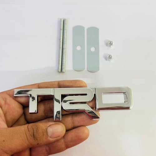 Image of Emblems for Car & Bike Metal Lo.go and Grill Me.tal Lo.go, Auto Accessories for Car Emblem 3D Badge Auto Racing Sport Sticker Grand Tourer Decal. (Chrome TRD Small Metal Grill Logo)