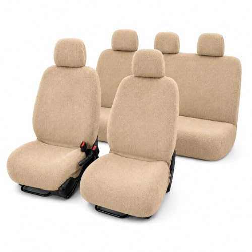 Image of JK Curtains Universal Fit Car Seat Cover Towel for 5 Seater Cars | Soft Plush Fabric Front & Rear Seat Covers with Headrest Covers | Full Seat Coverage | Washable & Reusable | Car Seat Protector